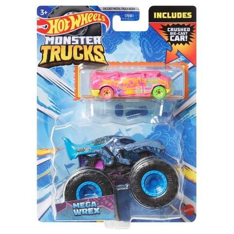 Hot Wheels Monster Trucks Mega Wrex with Crushed Die Cast Car