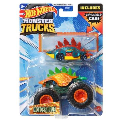 Hot Wheels Monster Trucks Motosaurus with Hot Wheels Car