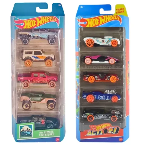 Hot Wheels 5 Car Pack Combo - Action and HW Remote Adventures