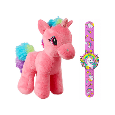 Mirada Standing Unicorn with Glitter Horn Coral And Smily Kiddos Fancy Slap band Unicorn