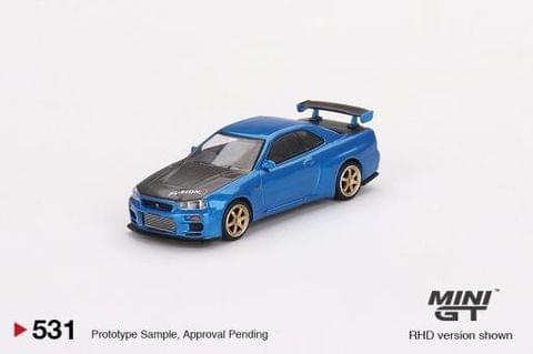 Mini GT Nissan Skyline GTR R34 Top Secret Bayside Blue