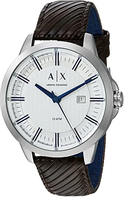 Armani Exchange Men's Dark Brown Leather Strap 44mm Watch AX2263