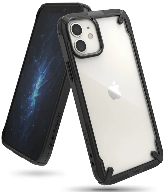 Ringke Cover for Apple iPhone 12 Mini Case (5.4 Inch) Hard Fusion-X Ergonomic Transparent Shock Absorption TPU Bumper [ Designed Case for iPhone 12 Mini ] - Black