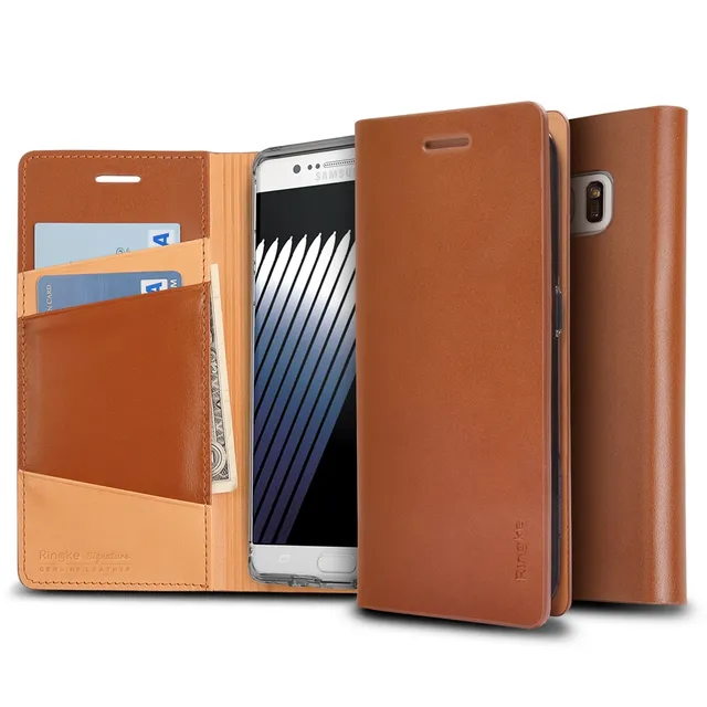 Rearth Galaxy Note FE / Note 7 Ringke Signature Leather Case Cover - Brown