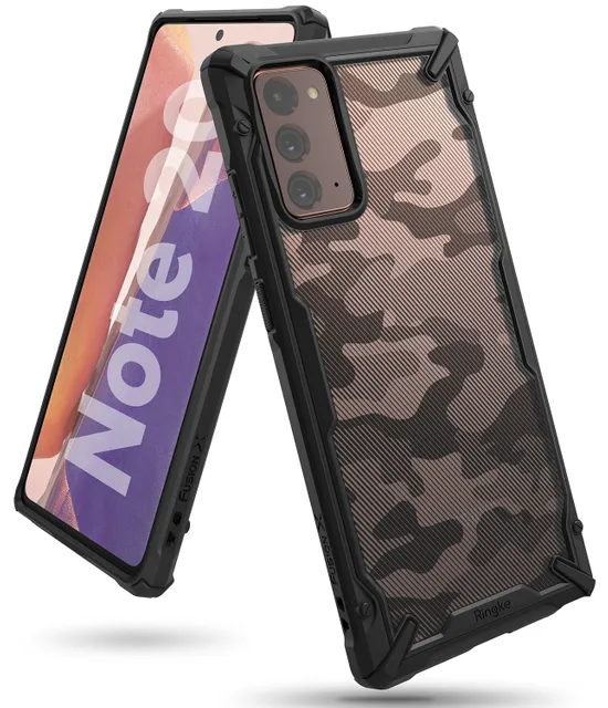 Ringke Cover for Samsung Galaxy Note 20 Case Hard Fusion-X Ergonomic Transparent Shock Absorption TPU Bumper [ Designed Case for Galaxy Note 20 ] - Camo Black