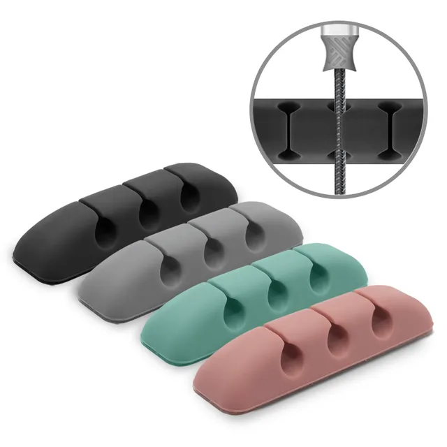 Ringke Cable Clips Cord Management (4 Pack) TPU Silicone Adhesive Wire Cord Holder for Power Cords and Charging Accessory Cables, Mouse Cable, Headphone Cable, PC, Office, Home, Kitchen, Car, Cubicle