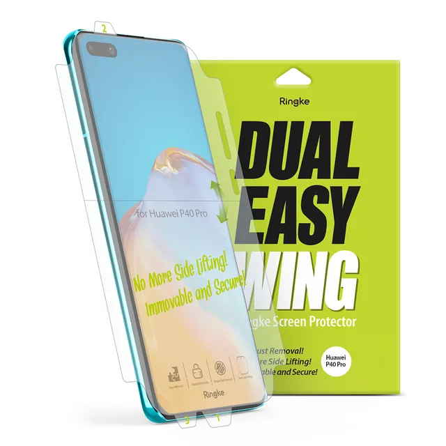 Ringke Dual Easy Wing Huawei P40 Pro Screen Protector Full Coverage (Pack of 2) Dual Easy Film Case Friendly Protective Film [ Designed for Screen Guard For Huawei P40 Pro ]