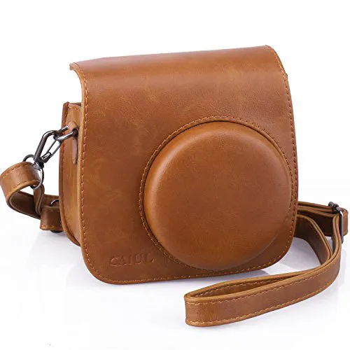 Caiul Instax Mini 8 PU Leather Camera Case Bag - Brown