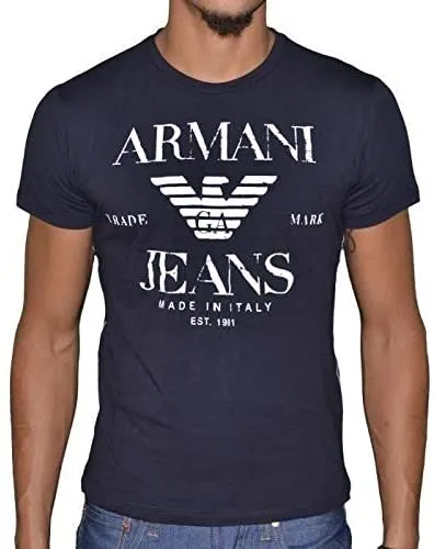 Armani Jeans Dark Blue Round Neck T-Shirt For Men
