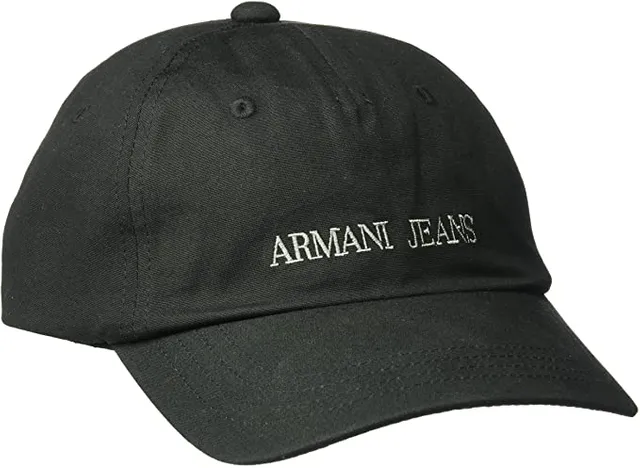 Armani Exchange Men'S Cotton Canvas Baseball Cap Black - One Size