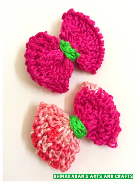 Strawberry Bow Crochet HairClips