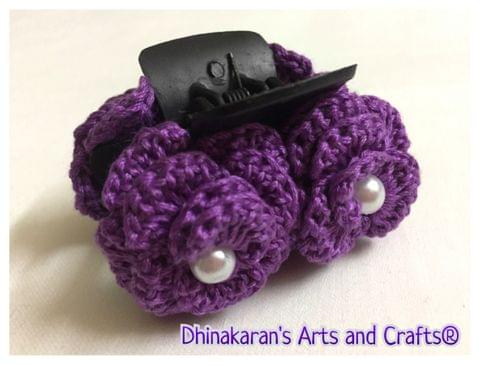 Purple Rose Crochet HairClip