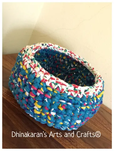 Blue & White Crochet Basket