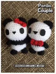 Panda Couple Crochet Soft Toy