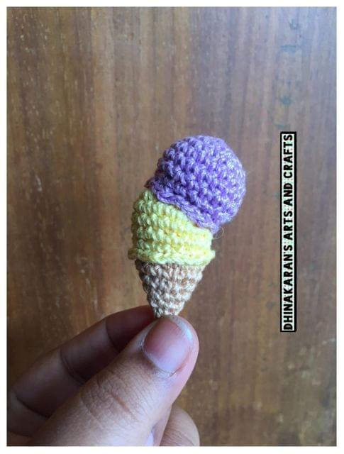 Miniature Crochet Ice Cream Cone-(1)