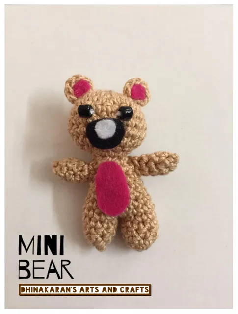 Mini Crochet Bear-BEIGE