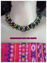 Daisies African Beaded Necklace & Bracelet-(5)