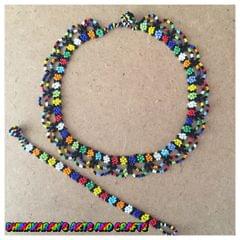 Daisies African Beaded Necklace & Bracelet-(5)