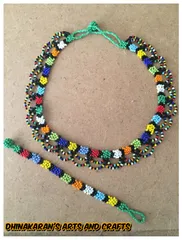Daisies African Beaded Necklace & Bracelet-(6)