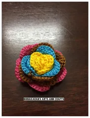 Rangeela Rose Crochet Brooch Pin