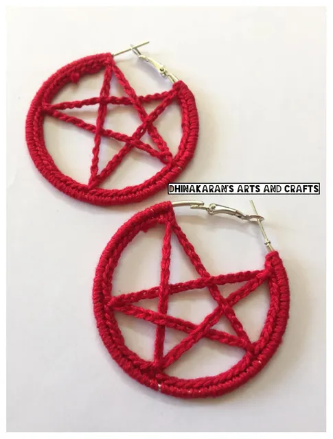 STAR Crochet Hoops - RED