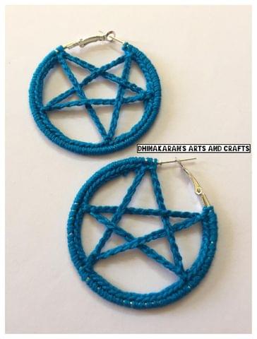 STAR Crochet Hoops - BLUE