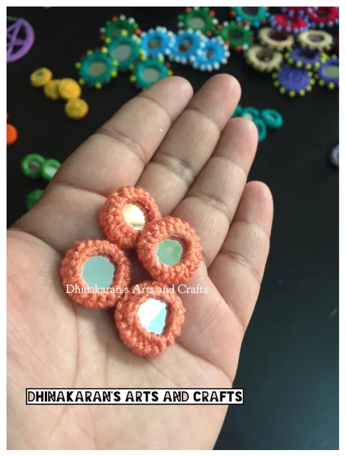 PEACH Mini Kutchwork Mirror Buttons