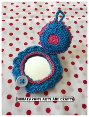 Floral Crochet Pocket Mirror-(2)