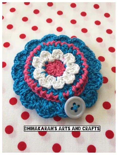Floral Crochet Pocket Mirror-(2)