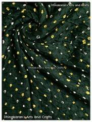 DARK GREEN Pure Gajji Silk Bandhani Fabric