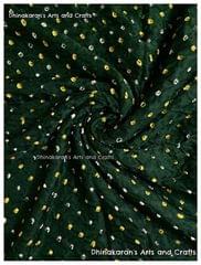 DARK GREEN Pure Gajji Silk Bandhani Fabric