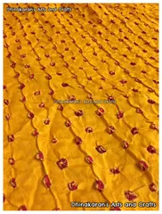 YELLOW Pure Gajji Silk Bandhani Fabric