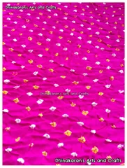 PINK Pure Gajji Silk Bandhani Fabric