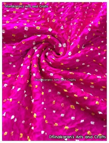 PINK Pure Gajji Silk Bandhani Fabric