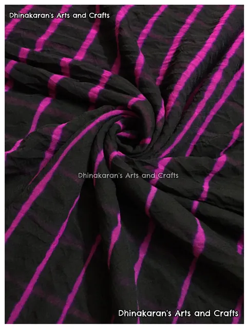 Black & Pink Georgette Lehariya Fabric