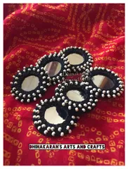 Big Round Kutchwork Mirror Buttons-BLACK