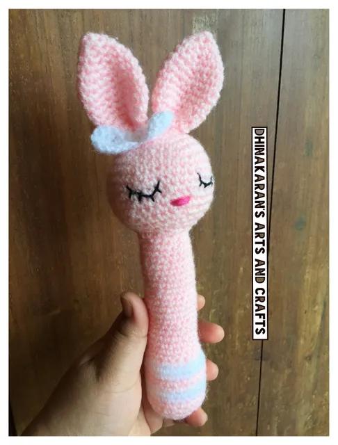 Baby Pink Rabbit Crochet Baby Rattle