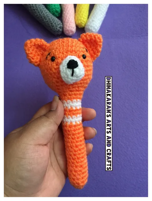 Cute Fox Crochet Baby Rattle