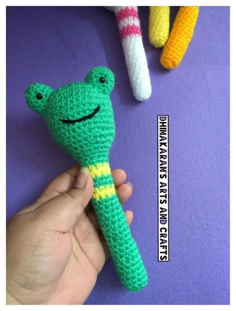 Frog Crochet Baby Rattle