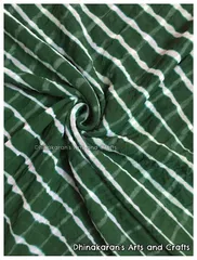 Dark Green Georgette Lehariya Fabric