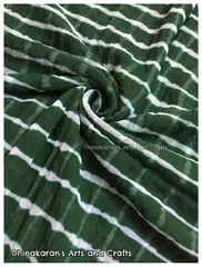 Dark Green Georgette Lehariya Fabric