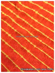 Bright Orange Cotton Lehariya Fabric