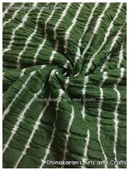 Bottle Green Cotton Lehariya Fabric