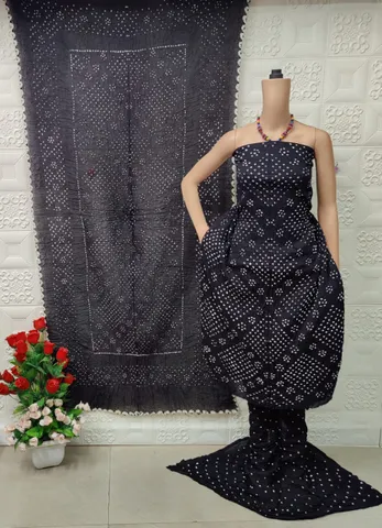 Black Beauty Bandhani Dress Material