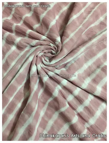English Pink Georgette Lehariya Fabric