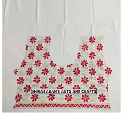 Red Daisies Kanthawork Blouse Piece