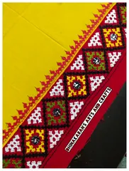 Yellow n Red Double Color Kutchwork Blouse Piece