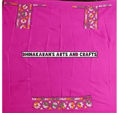 Pink Floral Kanthawork Blouse Piece