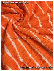 Orange Cotton Lehariya Fabric