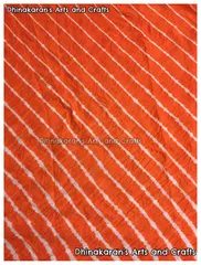 Orange Cotton Lehariya Fabric